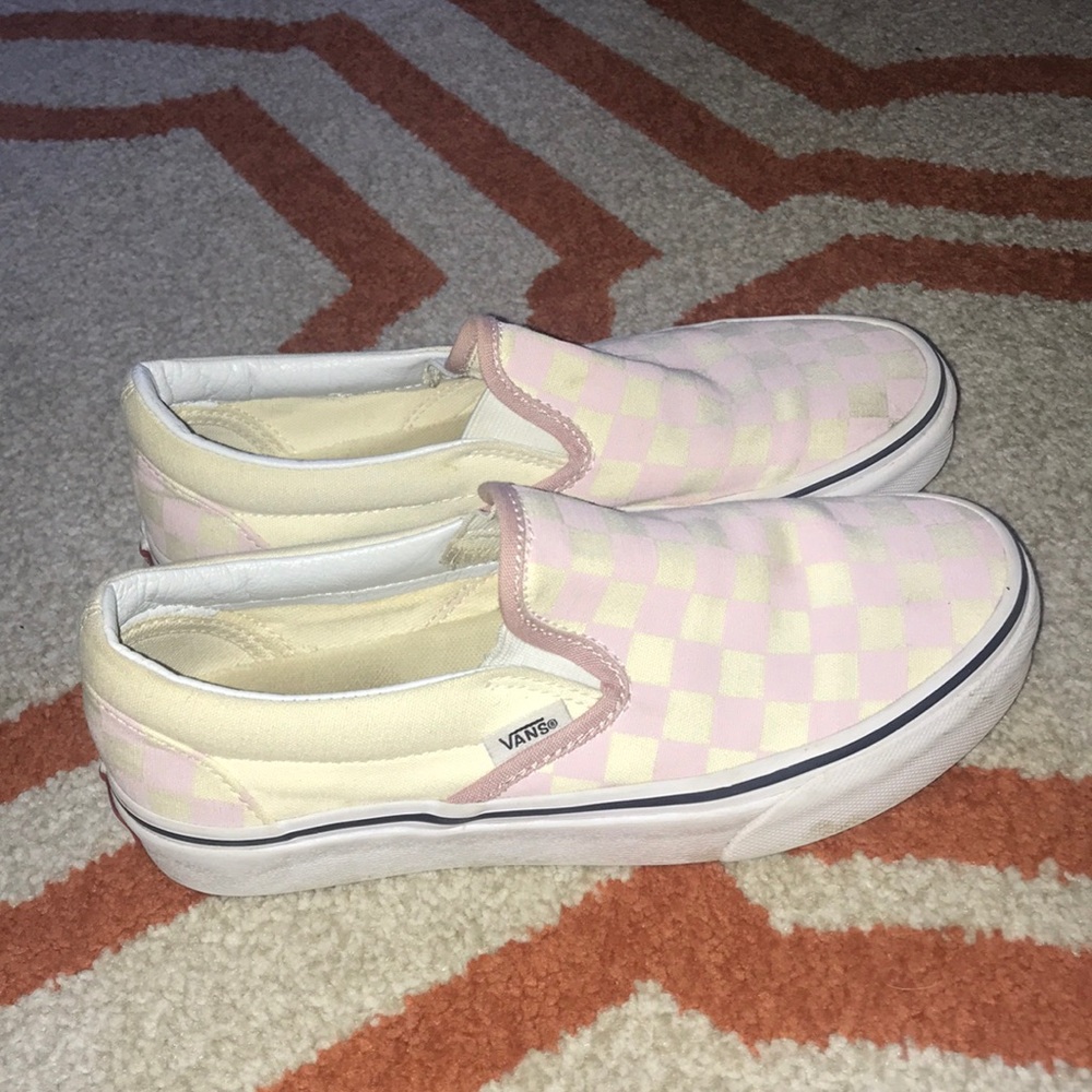 Women’s Lavender Checkered Slip-On Vans Sneakers